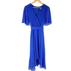 EUC DKNY Double Ruffle Sleeve Asymmetrical Hem Faux Wrap
Dress Size 12
